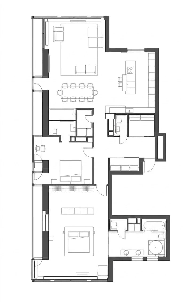 Планировка: 3-комнатная квартира 196,7 м² в ЖК «Снегири Эко»