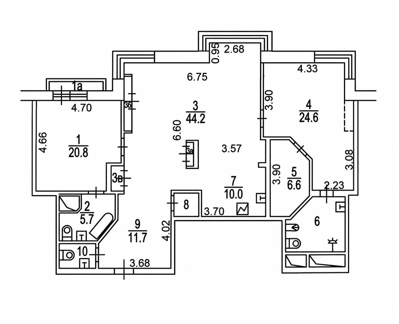 Планировка: 3-комнатная квартира 140 м² в ЖК «Воробьёвы горы»