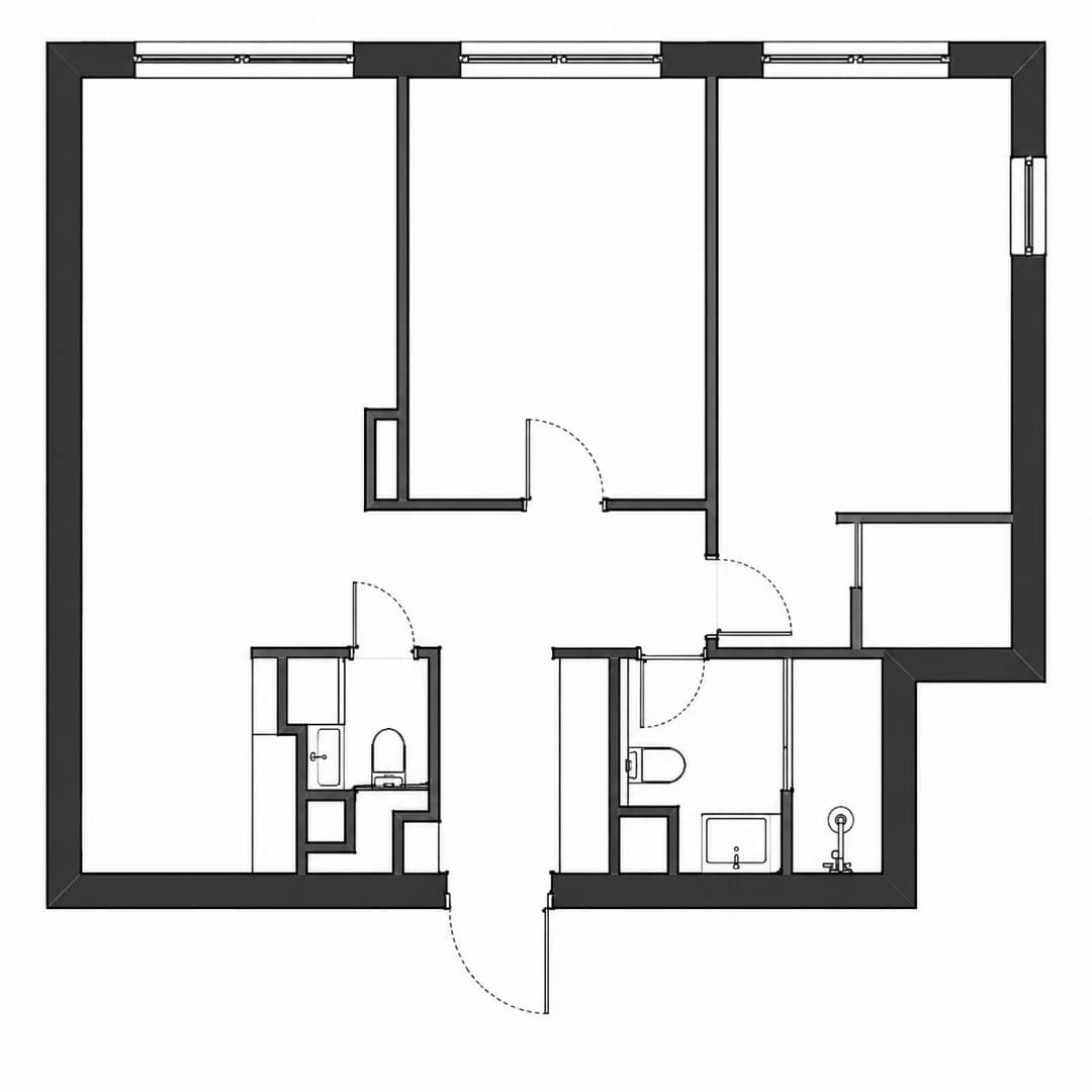 Планировка: 3-комнатная квартира 75,3 м² в ЖК «West Garden»